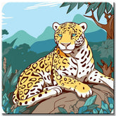 Colorful landscape with jaguars - painting by numbers
